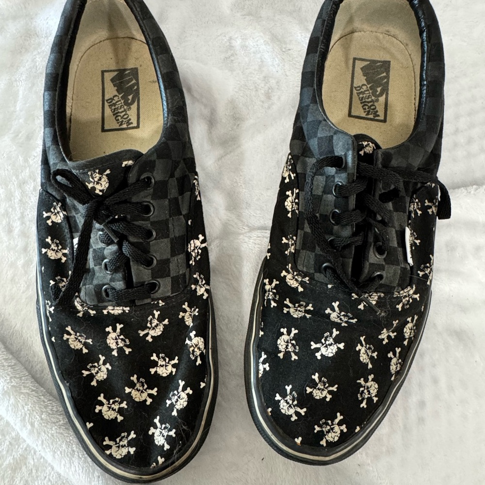 Vans Black and White Skull Checkered Sneakers
